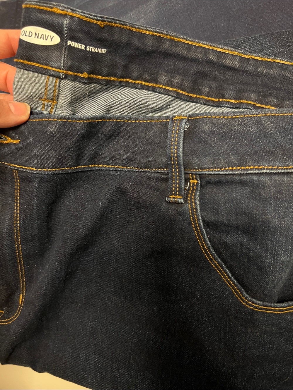Old Navy  Slim Straight Jeans in Dark Indigo with Contrast Stitching